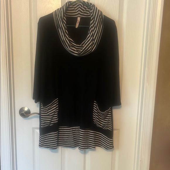 Sweaters - Striped Cowl Neck Sweater/Tunic